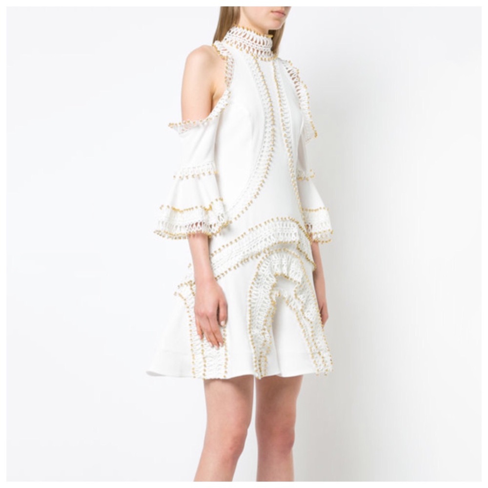 🛍 EMARI Gorgeous Beaded Cold Shoulder Dress - Picture 3 of 8